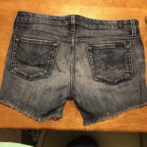 7 For All Mankind Denim Cutoff Jean Shorts Embroidered Pockets Womens Size 30